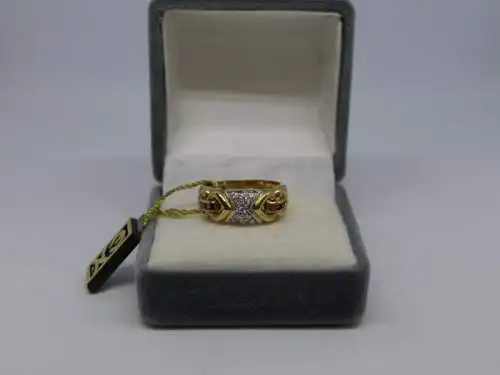 R109 - Goldring mit Edelsteinen – Ring – 14 Karat – 585 Echtgold – Goldring