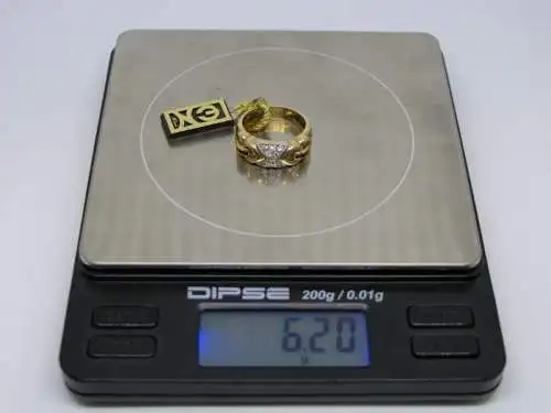 R111 - Goldring mit Edelsteinen – Ring – 14 Karat – 585 Echtgold – Goldring