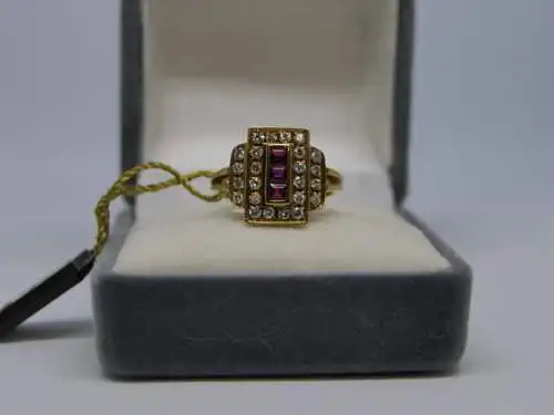 R113 - Goldring mit Edelsteinen – Ring – 14 Karat – 585 Echtgold – Goldring