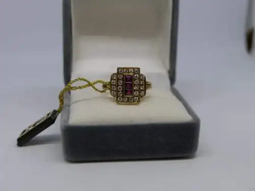 R113 - Goldring mit Edelsteinen – Ring – 14 Karat – 585 Echtgold – Goldring