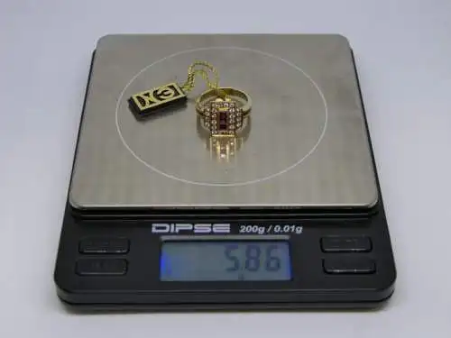 R113 - Goldring mit Edelsteinen – Ring – 14 Karat – 585 Echtgold – Goldring