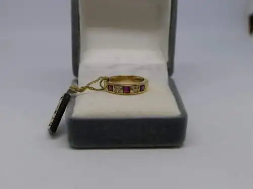 R114 - Goldring mit Edelsteinen – Ring – 14 Karat – 585 Echtgold – Goldring