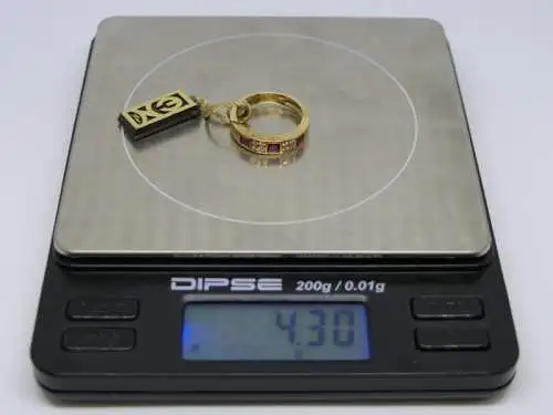 R114 - Goldring mit Edelsteinen – Ring – 14 Karat – 585 Echtgold – Goldring
