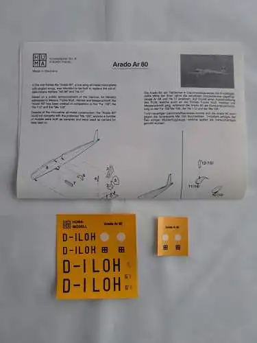 Huma Modell - Arado Ar 80 Jagdflugzeug-1/72-3005-Modellflieger-OVP-1270