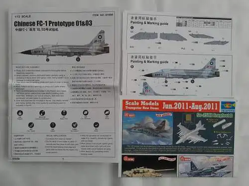 Trumpeter - Chinese FC-1 Prototype 01&03-1/72-01658-Bauteile versiegelt-Modellflieger-OVP-1261