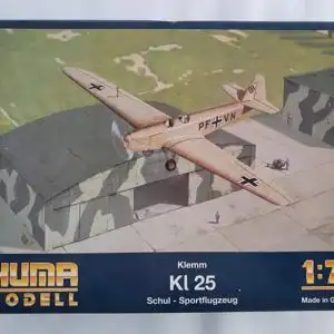 Huma Modell - Klemm Kl25-1/72-3004-Schul/Sportflugzeug-Modellflieger-OVP-1259