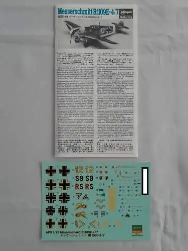 Hasegawa Messerschmitt Bf109E-4/7-1:72-51309 (AP9)-Modellflieger-Bauteile versiegelt-OVP-1173