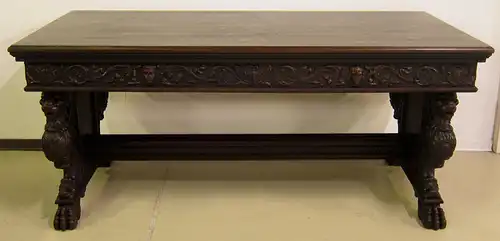 Eleganter Neorenaissance Wangen - Schreibtisch mit Löwentatzen Antik Kolosseum