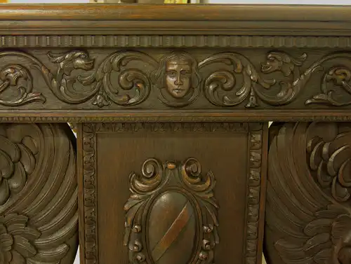Eleganter Neorenaissance Wangen - Schreibtisch mit Löwentatzen Antik Kolosseum
