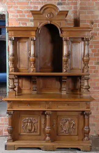 Gründerzeit Jagdschrank / Buffet gefertigt um 1880 aus Eiche Antik Kolosseum