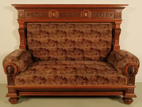 Museales Gründerzeit Nussbaum Sofa mit Überbau gefertigt um 1900 Antik Kolosseum