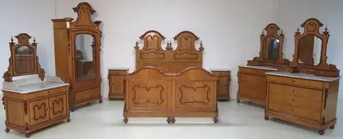 Seltenes komplettes 8-teiliges Louis Philippe Schlafzimmer Antik Kolosseum