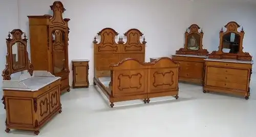 Seltenes komplettes 8-teiliges Louis Philippe Schlafzimmer Antik Kolosseum