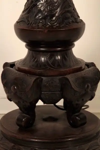 Seltene Gründerzeit Stehlampe mit schönem Schnitzwerk Antik Kolosseum 9