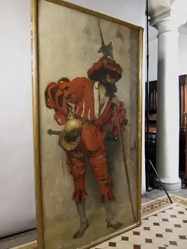 Sehr schönes Gemälde eines edlen Rittersmanns aus dem HistorismusAntik Kolosseum