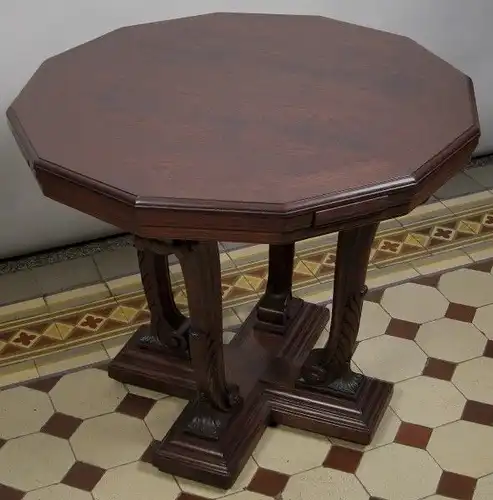 Formschöner Gründerzeit Spieltisch mit ausklappbaren Ablagen Antik Kolosseum