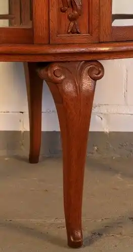 Schöne runde Schauvitrine / Teetisch gefertigt um 1910 aus Eiche Antik Kolosseum