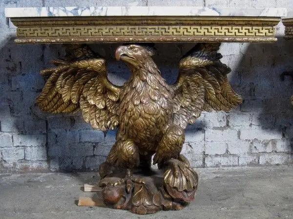 Zwei englische Konsolen mit riesigen Adlern und Marmorplatten Antik Kolosseum 4
