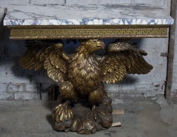 Zwei englische Konsolen mit riesigen Adlern und Marmorplatten Antik Kolosseum 9