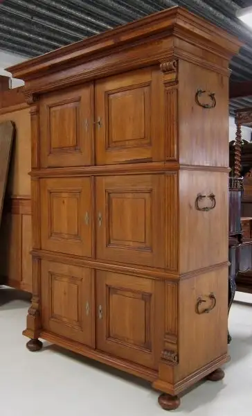 Original dreiteiliger restaurierter Brandschrank aus Weichholz Antik Kolosseum 4