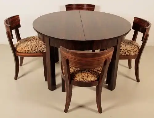 Fantastischer Art Deco Tisch aus Makassarholz zum ausziehen Antik Kolosseum