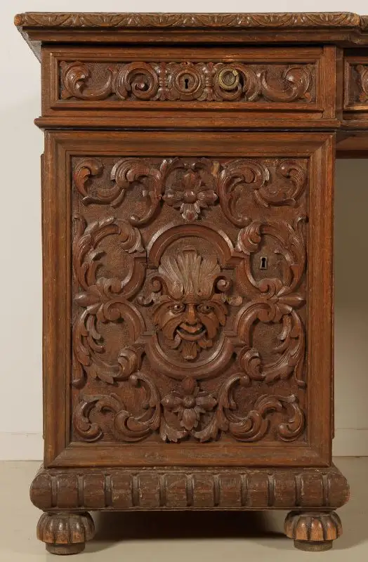 Gründerzeit Schreibtisch mit geschnitzten Fronten Antik Kolosseum 3
