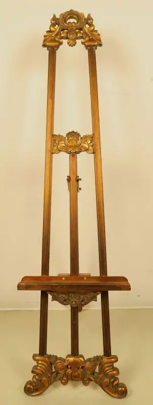 Goldbronzierte, dekorative Staffelei mit Schnitzereien Antik - Kolosseum 1