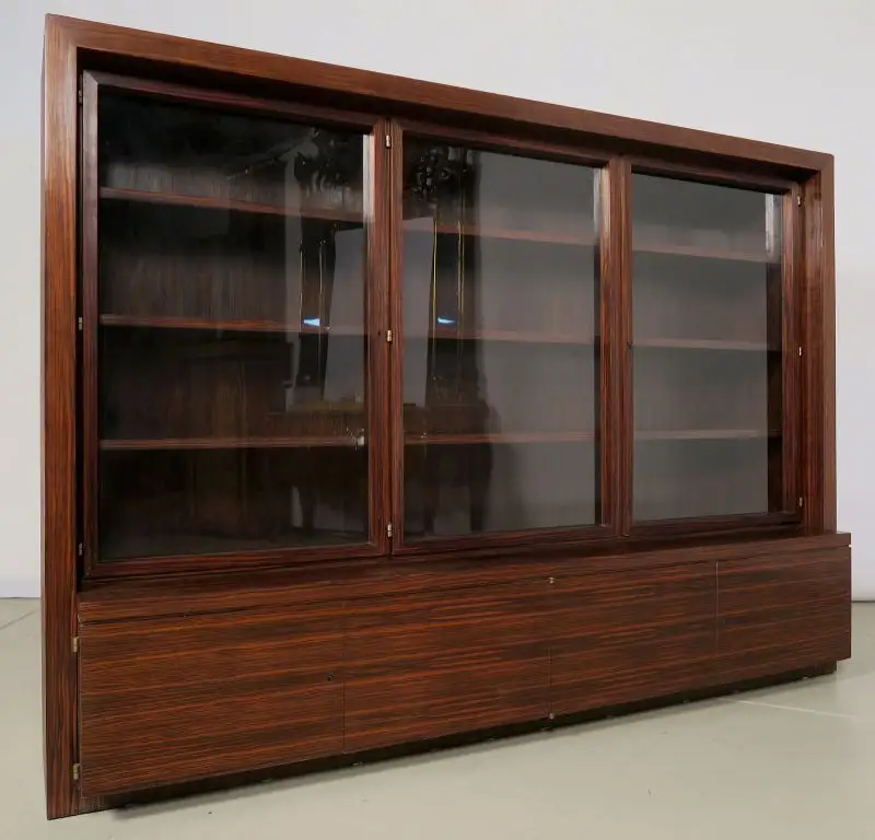 Funktionaler, eleganter Bauhaus Bücherschrank aus Macassar Antik Kolosseum 1