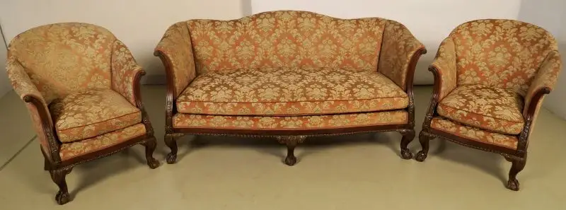 Neorenaissonce Sitzgruppe mit Sofa und zwei Sesseln Antik Kolosseum 0