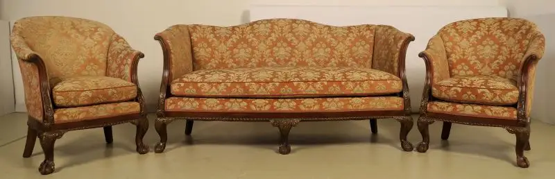 Neorenaissonce Sitzgruppe mit Sofa und zwei Sesseln Antik Kolosseum 1
