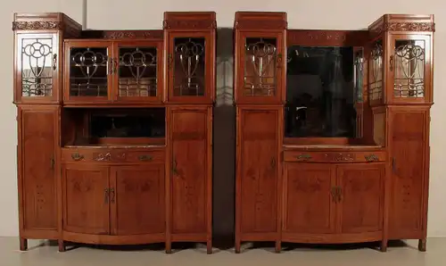 Zwei schöne Jugendstil Buffets mit wunderschönen Glasarbeiten Antik Kolosseum