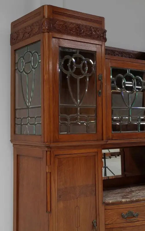 Zwei schöne Jugendstil Buffets mit wunderschönen Glasarbeiten Antik Kolosseum 8