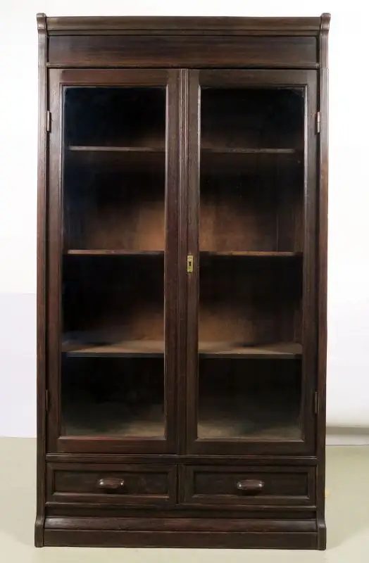 Jugendstil Bücherwand / Bibliothekschrank zwei Vitrinen/ein RegalAntik Kolosseum 3