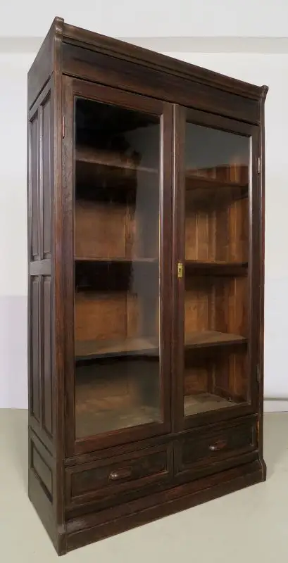 Jugendstil Bücherwand / Bibliothekschrank zwei Vitrinen/ein RegalAntik Kolosseum 4