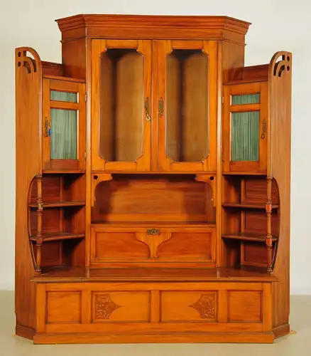 Unglaublicher, grosser Jugendstil Eckschrank / Bücherschrank Antik Kolosseum