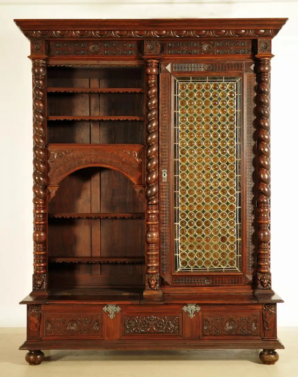 Bücherschrank aus dem Danziger Barock mit Zopfsäulen Antik Kolosseum 0
