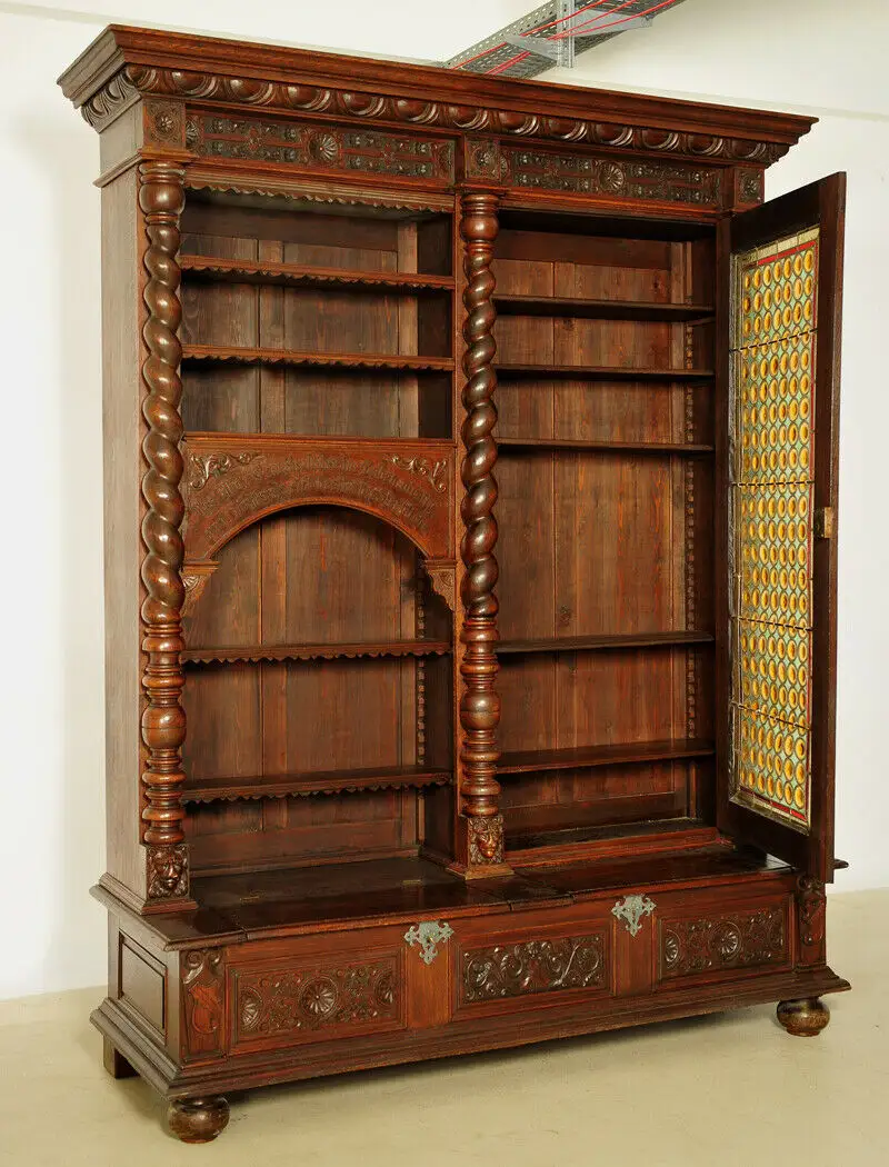 Bücherschrank aus dem Danziger Barock mit Zopfsäulen Antik Kolosseum 3