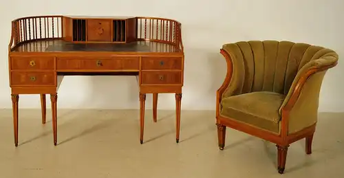 Eleganter Jugendstil Damenschreibtisch mit Stuhl Antik Kolosseum