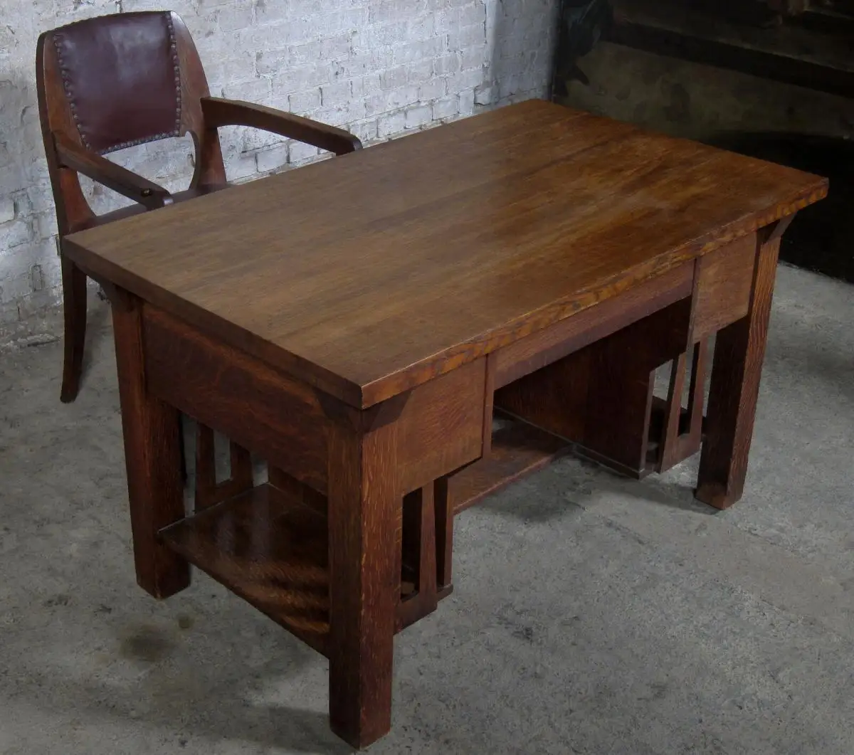 Einzigartiger Jugendstil Schreibtisch aus Eiche gefertigt um 1910Antik Kolosseum 2