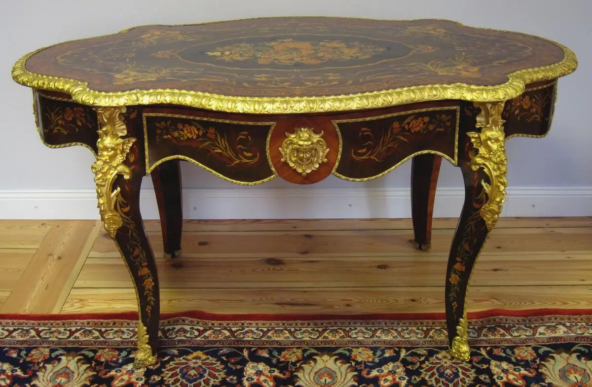 Vergoldeter Französischer Salontisch Napoleon III um 1870 Antik Kolosseum 0