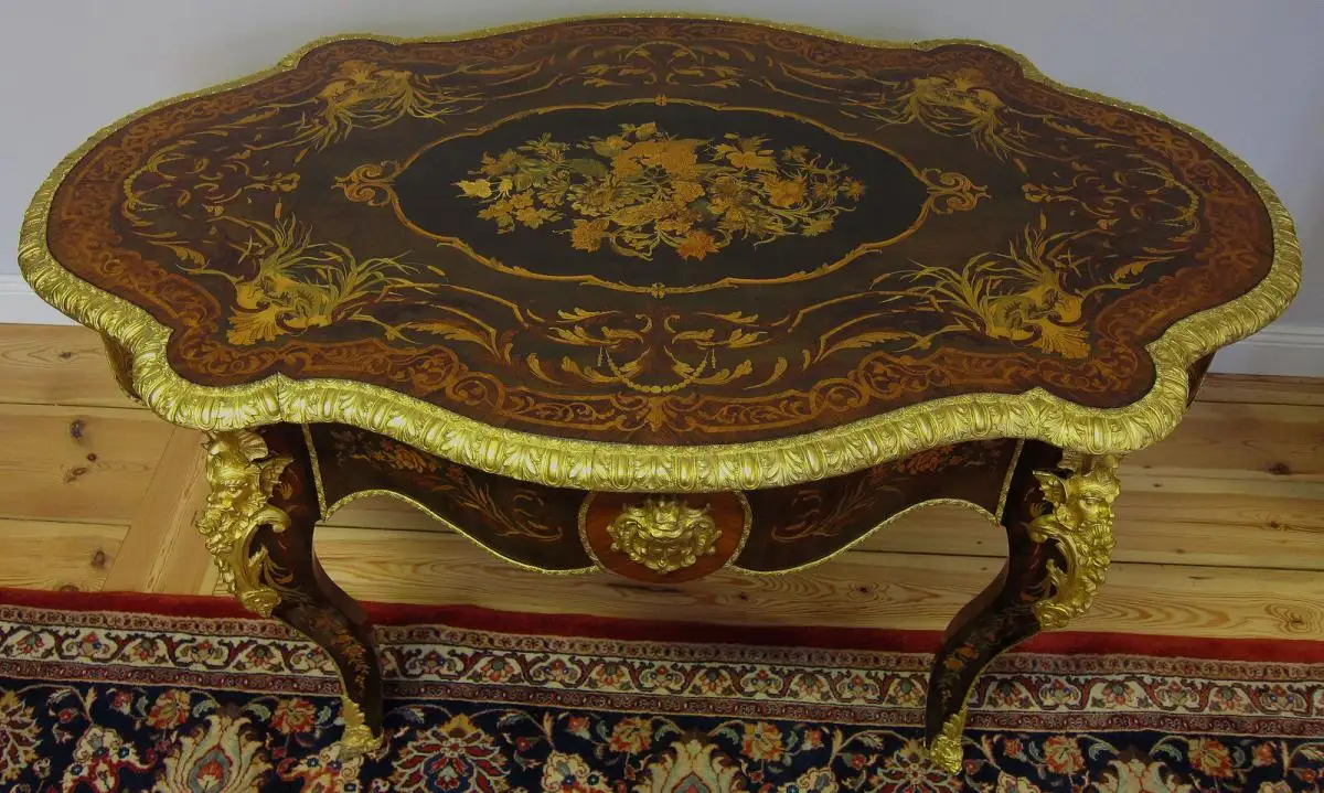 Vergoldeter Französischer Salontisch Napoleon III um 1870 Antik Kolosseum 2