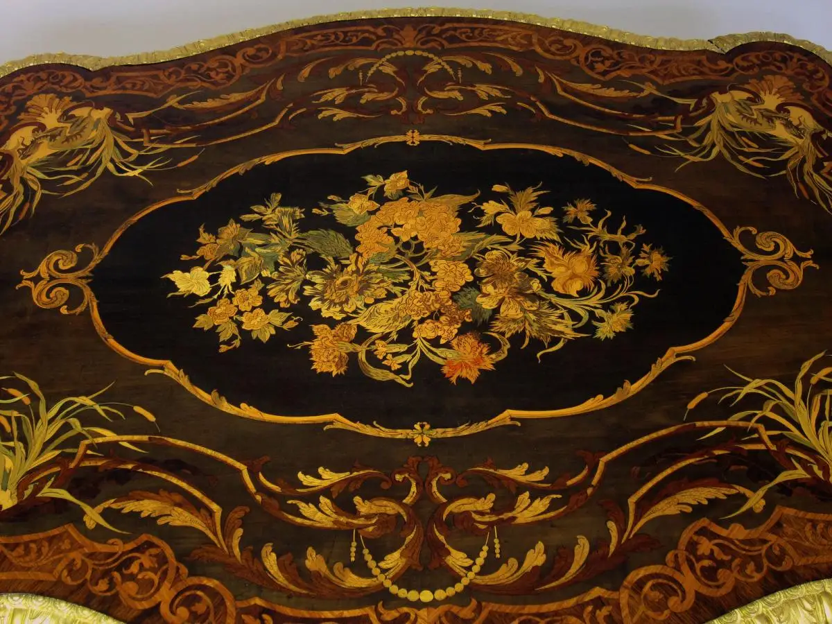 Vergoldeter Französischer Salontisch Napoleon III um 1870 Antik Kolosseum 6