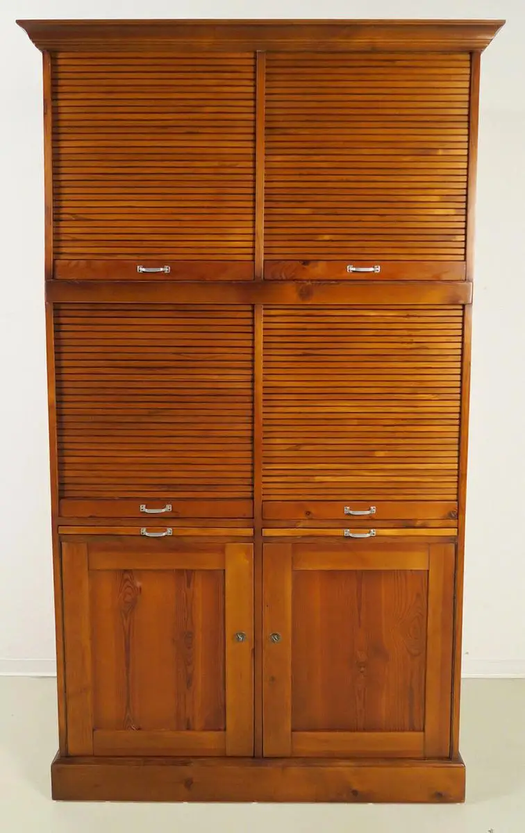 Restaurierter Weichholz Jugendstil Büro - Rollschrank Antik Kolosseum 0