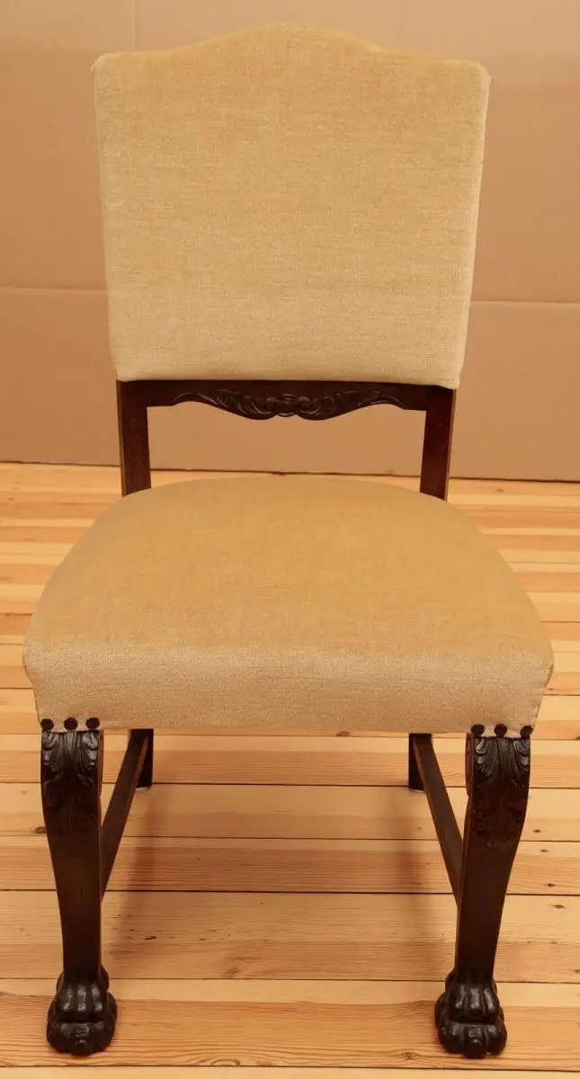 Drei gepolsterte Eiche Neorenaissance Stühle gefertigt um 1920 Antik Kolosseum 1