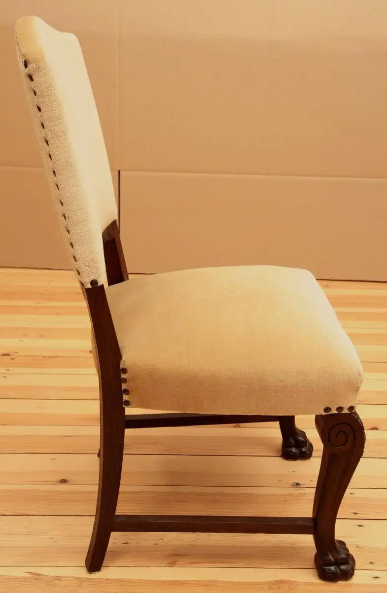 Drei gepolsterte Eiche Neorenaissance Stühle gefertigt um 1920 Antik Kolosseum 3