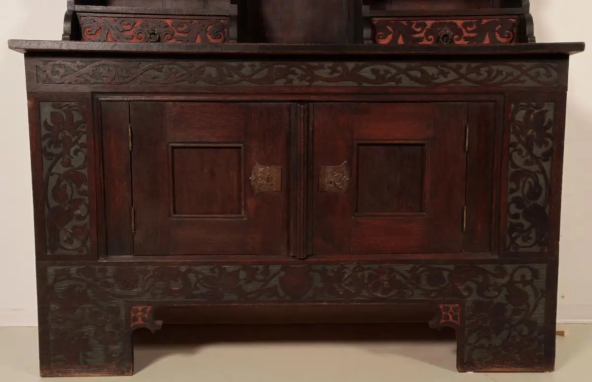 Neogotischer Kannenstock Schrank / Buffet aus Eiche um 1880 Antik Kolosseum 6