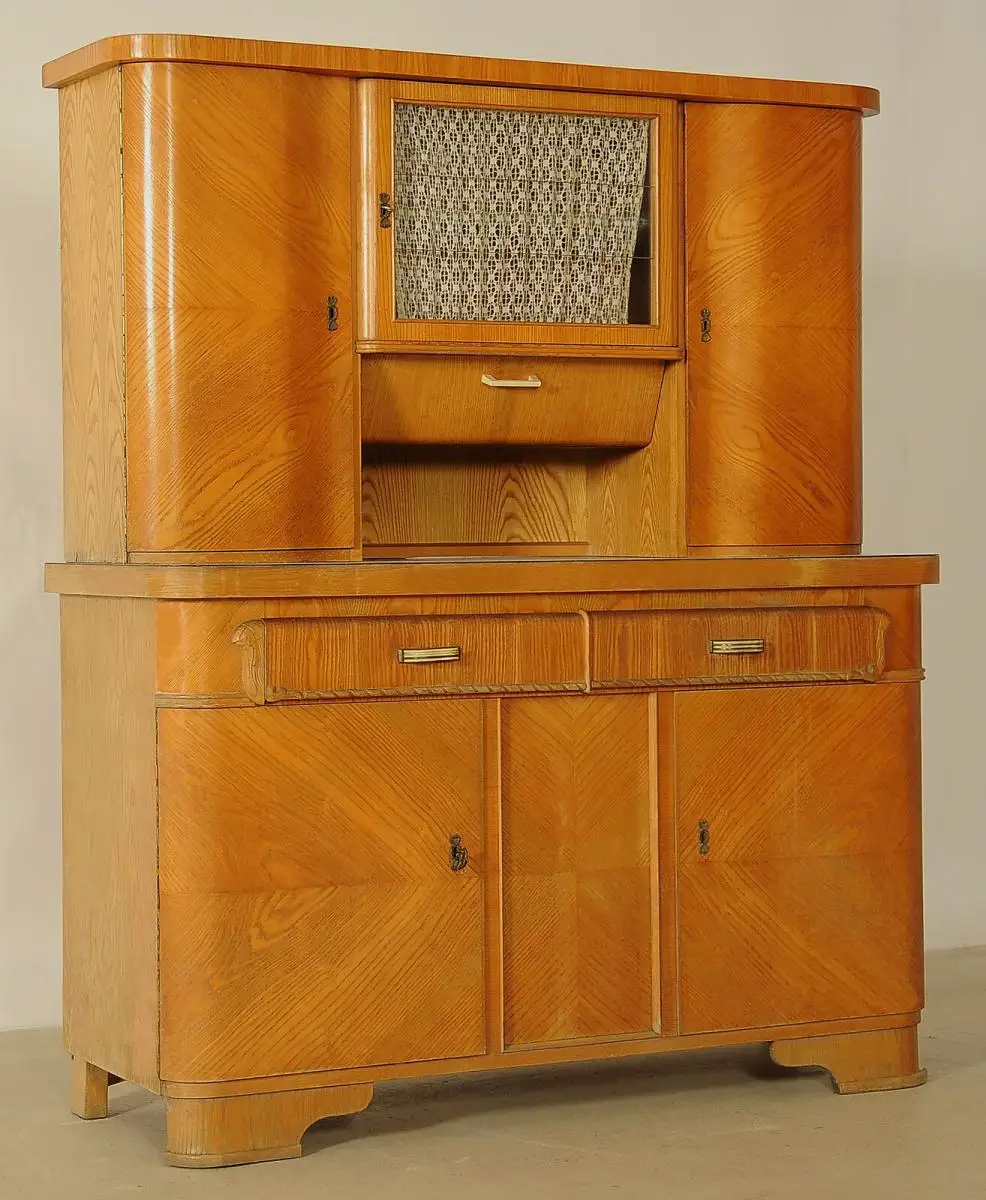 Praktischer Art Deco Küchenschrank aus Eschenholz Antik Kolosseum 1