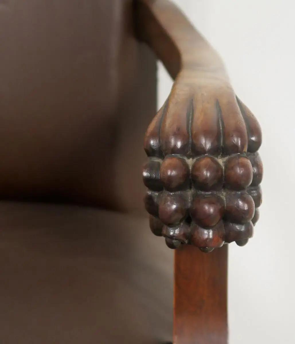 Neorenaissance Schreibtisch Sessel / Armlehner gefertigt um 1930 Antik Kolosseum 3