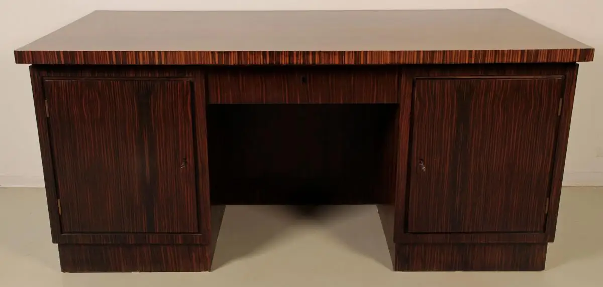 Schöner Freisteher Bauhaus Schreibtisch aus Makassar Antik Kolosseum 0