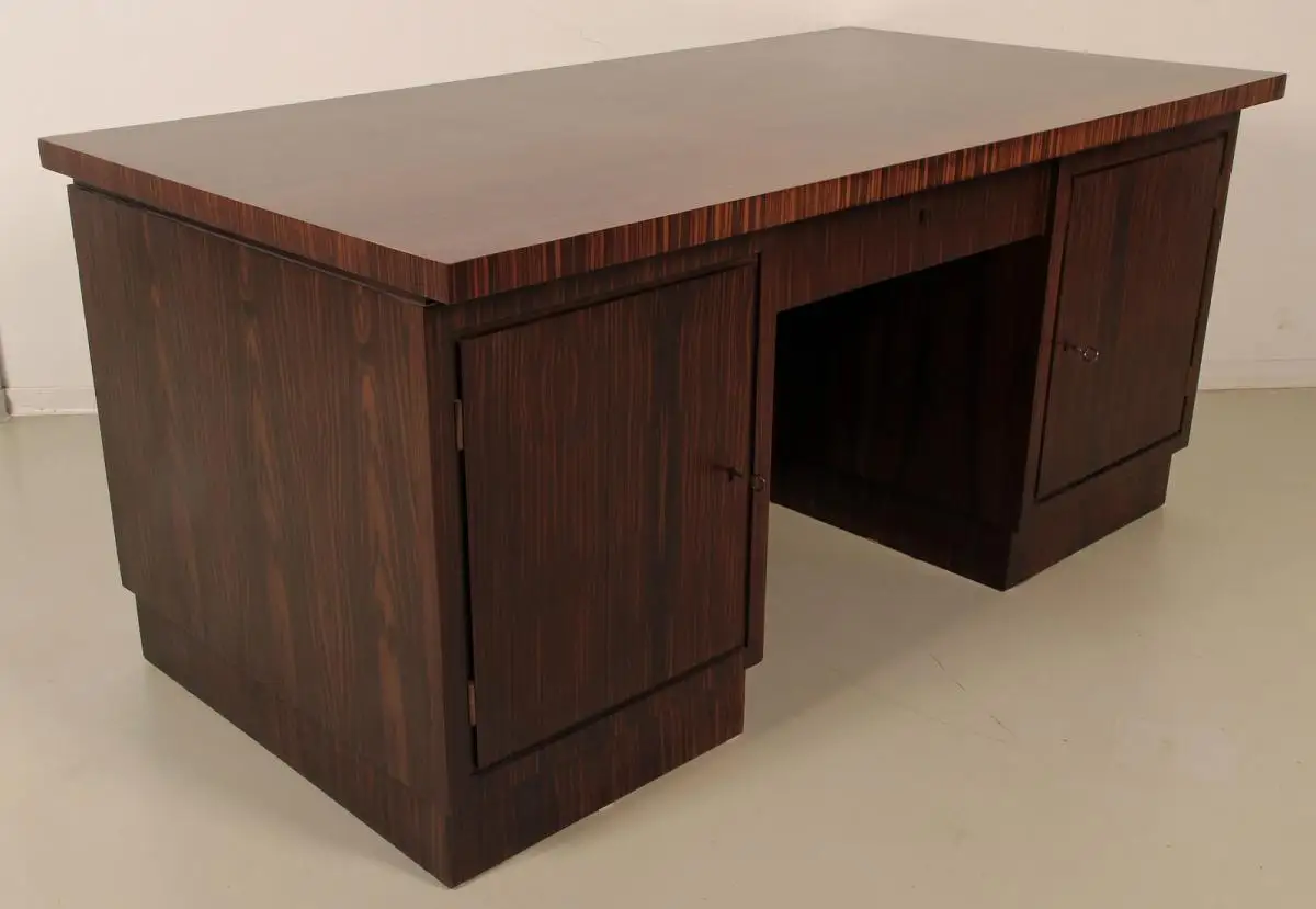 Schöner Freisteher Bauhaus Schreibtisch aus Makassar Antik Kolosseum 1